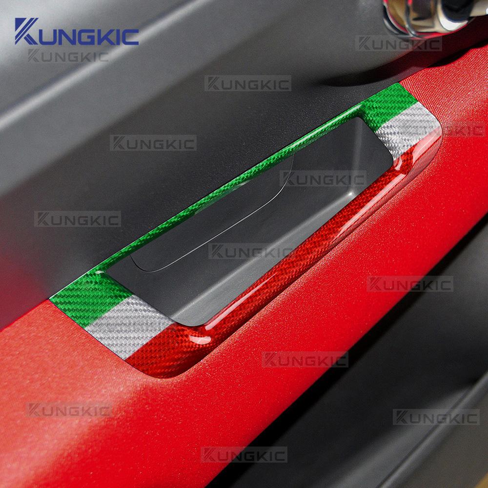 LHD RHD Real Hard Dry Carbon Fiber Sticker For Fiat 500 Abarth 595 695 2008-2024 Car Rearview Mirror Adjustment Switch Storage