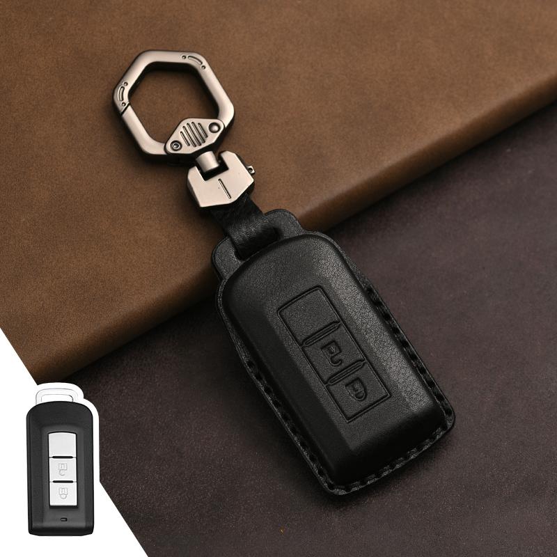 Genuine Leather Protector for Mitsubishi Lancer 10 Outlander Ex Asx Rvr Eclipse Cross Pajero Sport L200 Key Case Cover Fob