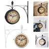 Antique Iron Double Side Wall Clock Easy Read Hanging Wall Clocks Home Decors for Outdoor Indoor Photography Props