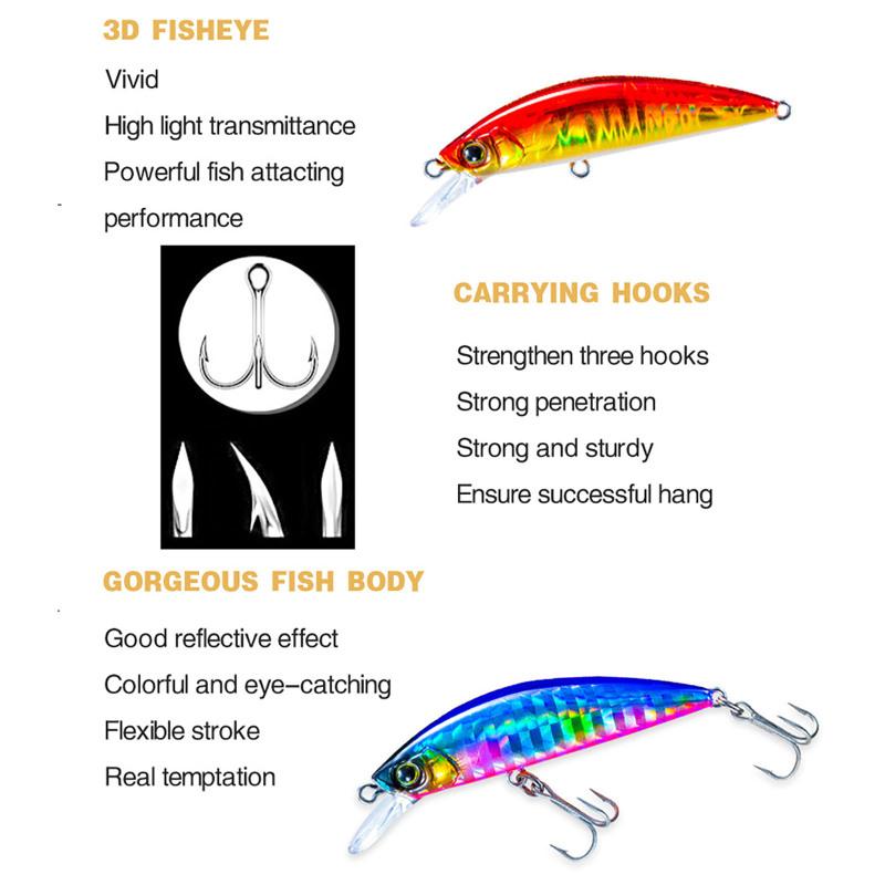 50mm/6g Leuchtender Fischköder Lebendige 3D-Augen Harter Köder Mit Drillingen Angelzubehör Zubehör
