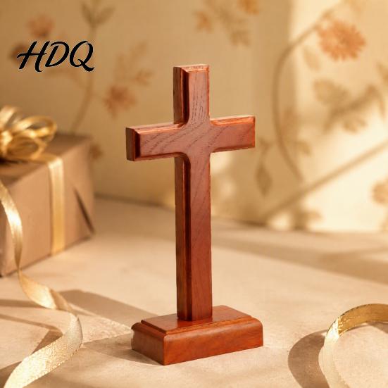 Catholic Religious Craft Solid Wood Stand Tabletop Ornament, Wooden Standing Christian Gifts, Church Altar Faith Decor for Home Prayer Room