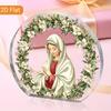 1pc Virgin Mary Acrylic Decorative Sign - Vintage Religious Plaque with Lily Wreath, 2D Flat Desktop Decor for Christmas, All Holidays, Office & Home 