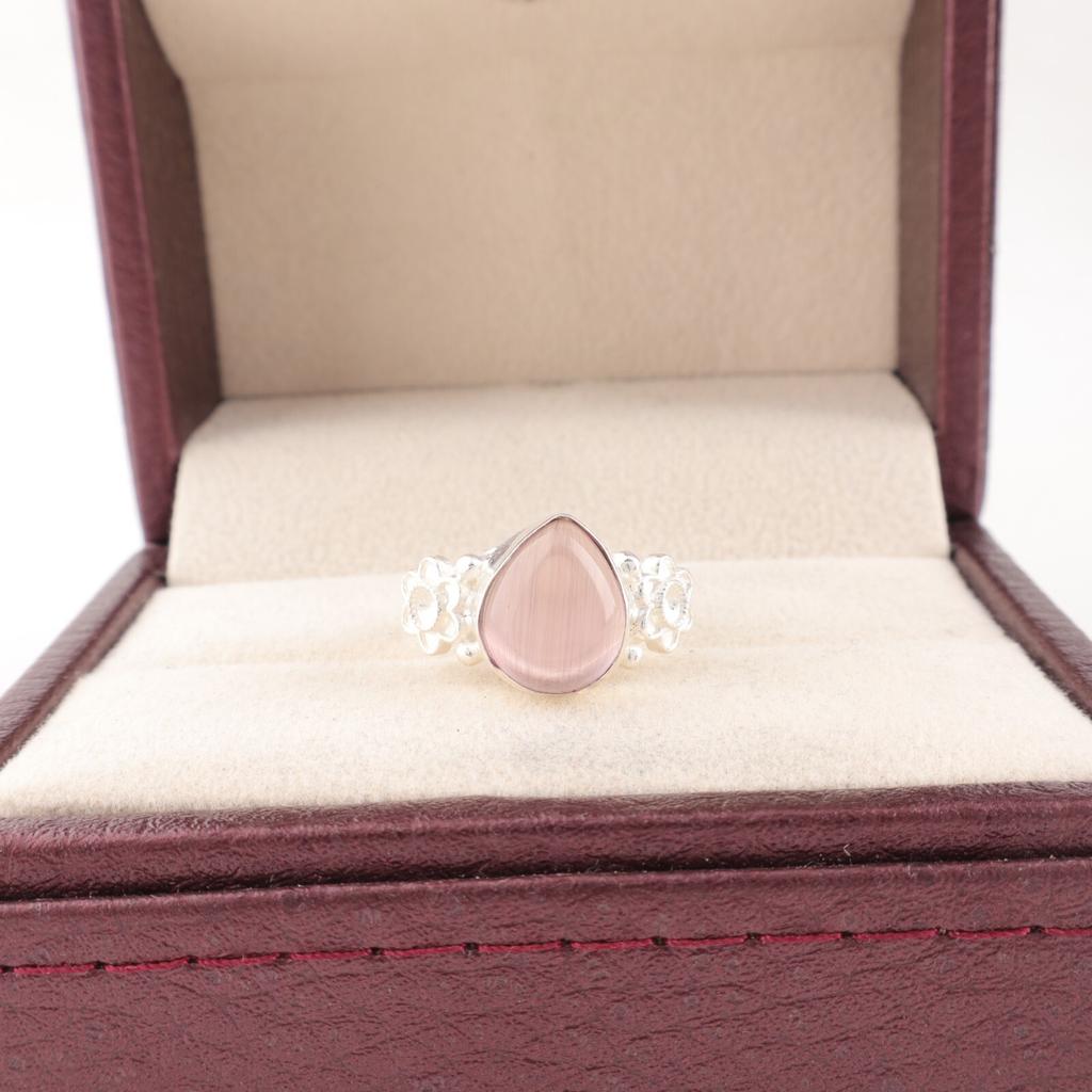 Natural Purple Cat's Eye Gemstone 925 Solid Silver Jewelry Handmade Ring For Her RR-59-39