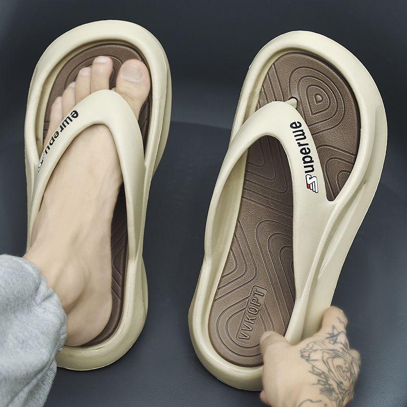 Wholesale Large Size Stepping Touching Character slippers Men EVA Beach Shoes Soft Soles Raised Height External Wearing Sandals