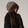 Spring and Autumn Original Plush Tassel Braid Big Head Circumference Knitted Baotou Hat Women