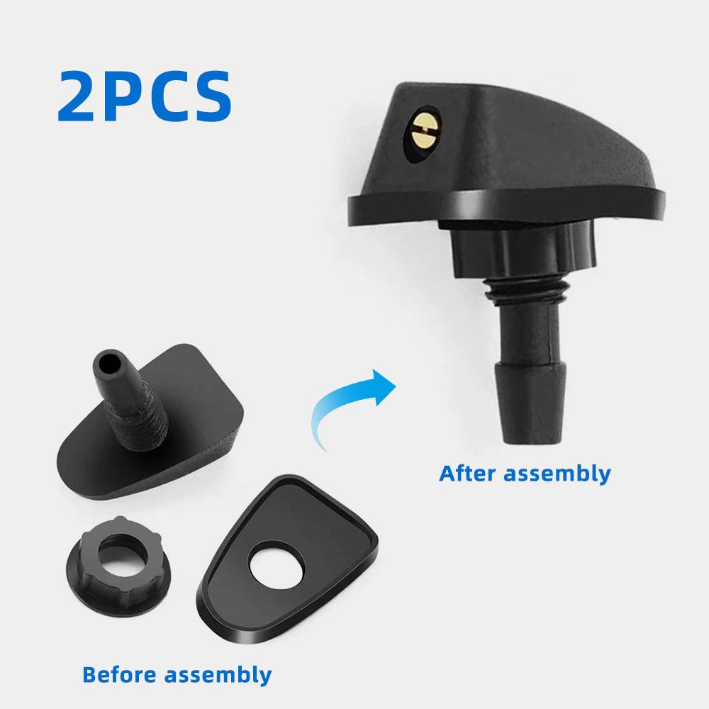 2 Pcs Car Universal Front Windshield Wiper Nozzle Jet Sprayer Kit Water Fan Spout Cover Washer Outlet Adjustment Kit