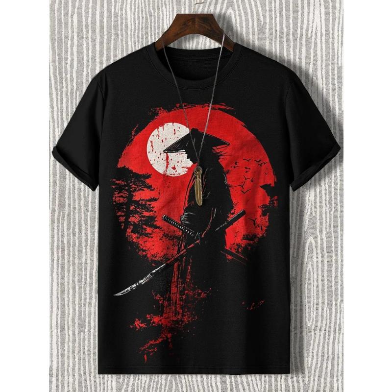 Men's Japanese Ukiyo-E Printed T Shirts Short Sleeved Tee Tops 3D Print O-Neck Shirts Party Summer Casual Men's Clothing Apparel