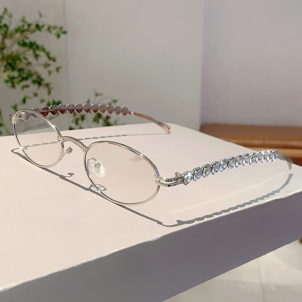 Modne Serce Cyrkonie Błyszczące Odcienie Luksusowa Marka Metalowe Damskie Dekoracyjne Okulary Przeciwsłoneczne Vintage Owalny Design Damskie Okulary Przeciwsłoneczne