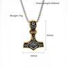 Viking Raytheon Hammer Triangle Rune Titanium Steel Pendant Retro Simple Men's Stainless Steel Necklace