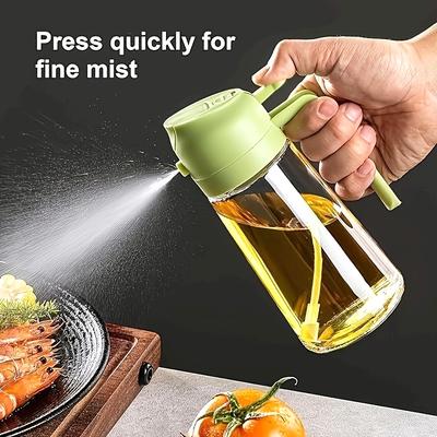 [2-In-1Oil Spray Bottle] Pouring Container for Olive Oil,470ML Plastic Kitchen Oil Bottle Suitable for Cooking,Grilling,Air Frying, Baking,And Salads
