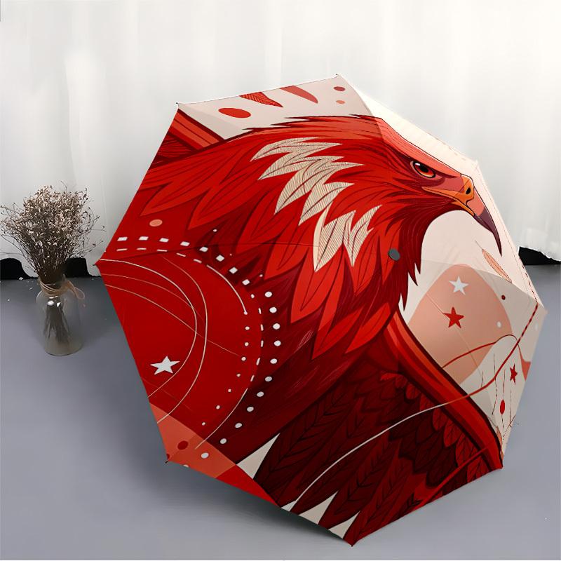1pc Eagle Feather Fashionable Automatic Opening/Closing Folding Umbrella with 8 Bones, Windproof Portable, Daily Use161