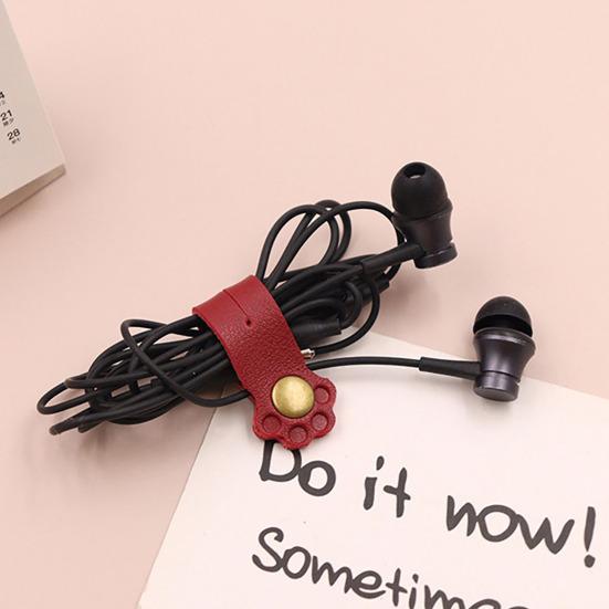 Kedi Pati Kablo Düzenleyici Klipsli Kablo Sarıcı Kulaklıklar Şarj Cihazları Veri Kabloları İçin Masayı Düzenli Tutar Suni Deri Pratik Masa Aksesuarı