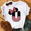 Süßes Disney T-Shirt Cartoon Mickey Maus Damenbluse Damen Oberteile Buchstabendruck T-Shirt Minnie Weißes T-Shirt Locker Mädchen Hippie Kleidung