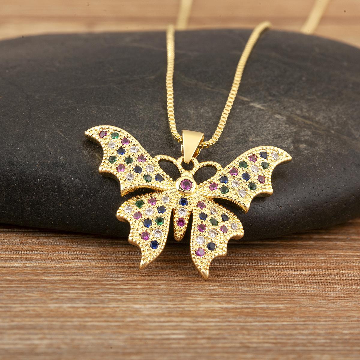 

Nidin Fashion Cute Butterfly/Dragonfly/Wing Shape Inlaid Colorful Zircon Charm Pendant Necklace For Women Girl Aesthetic Jewelry