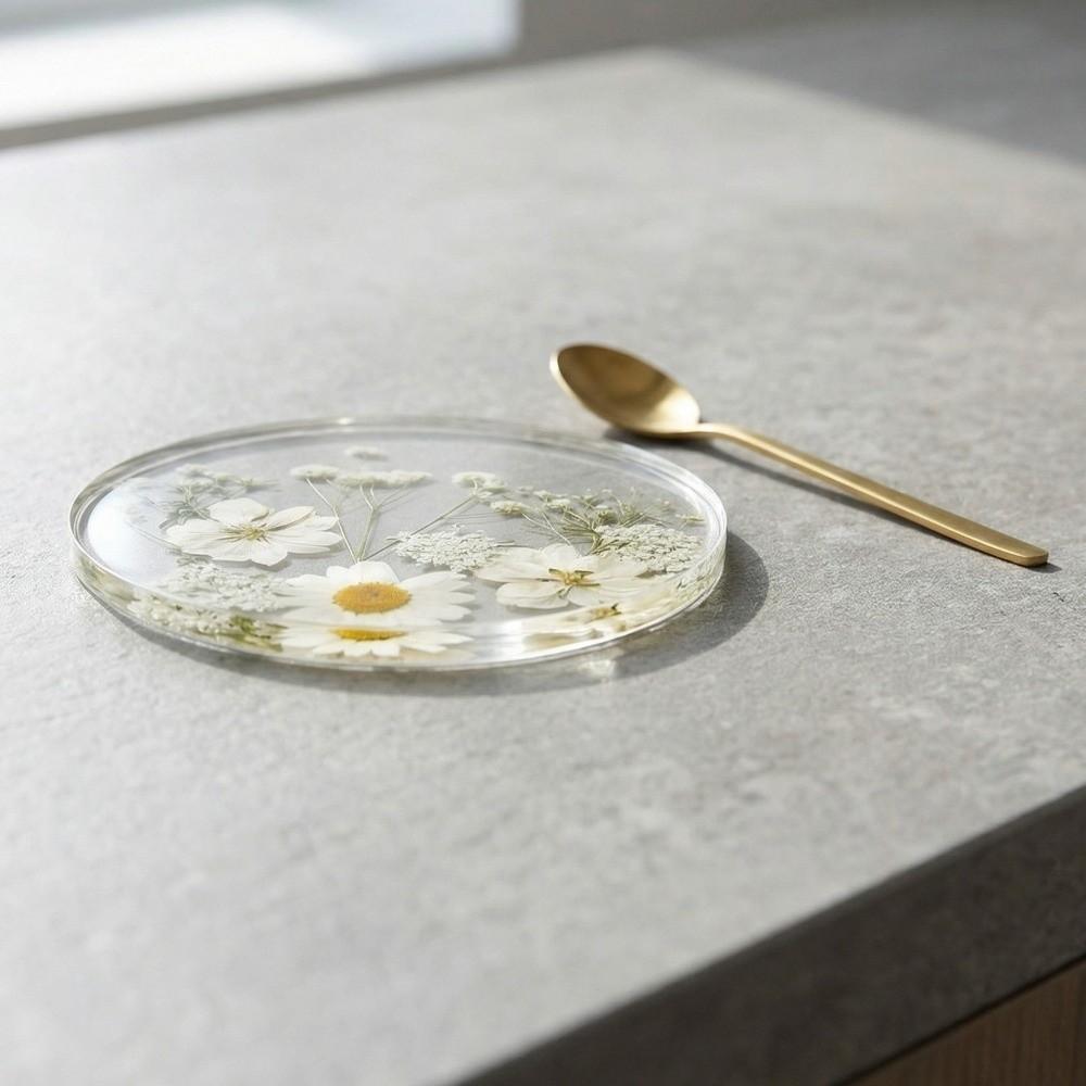 Colorful Floral Print Coasters Round Cup Mat Durable Acrylic Coasters  Tea Table