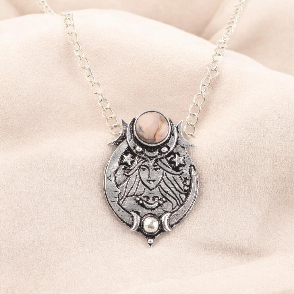 Natural Pink Copper Turquoise Gemstone 925 Sterling Silver Handmade Pendant CP-22-48