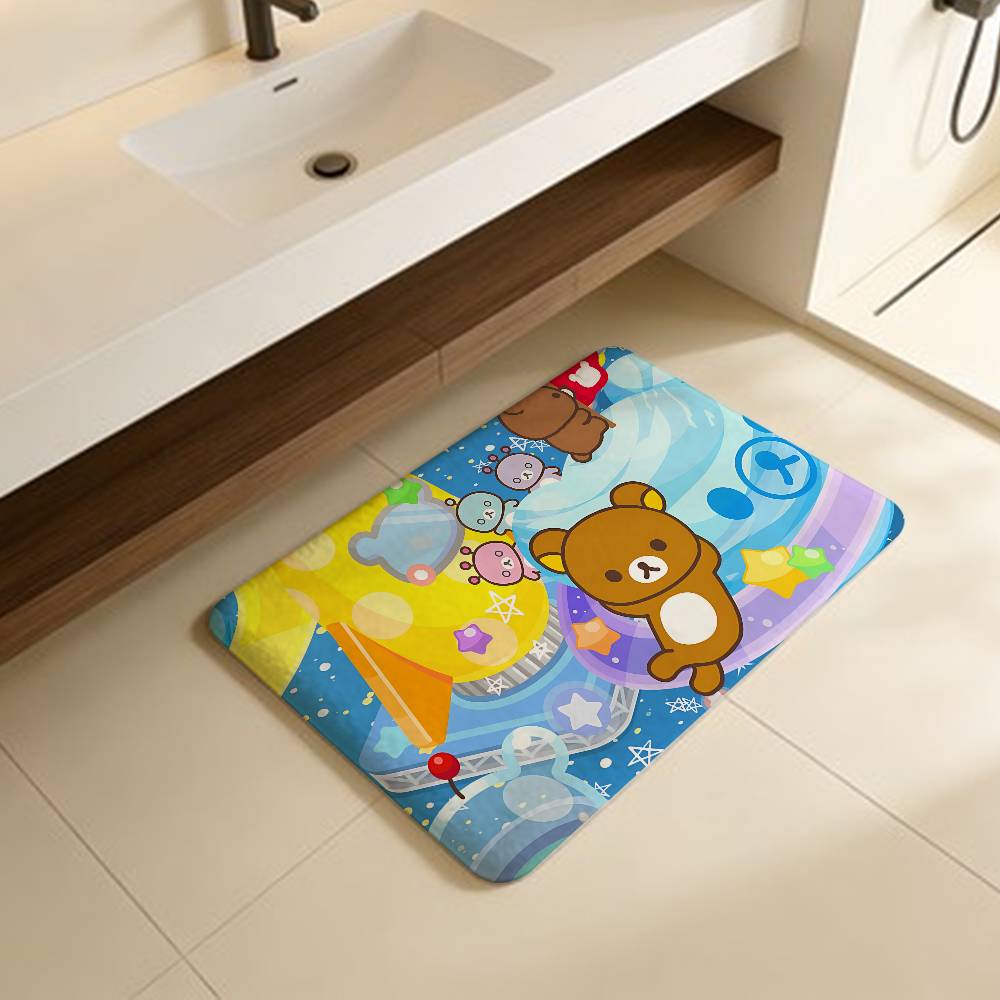 R-Rilakkuma Cartoon Anime Floor Mat Cheaper Anti-slip Modern Living Room Balcony Printed Bedside Mats