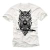 COOL NERD MEN SWAG T-shirt WITH TATTOO OWL PRINT - SHORT SLEEVE FASHION GEEK TEE