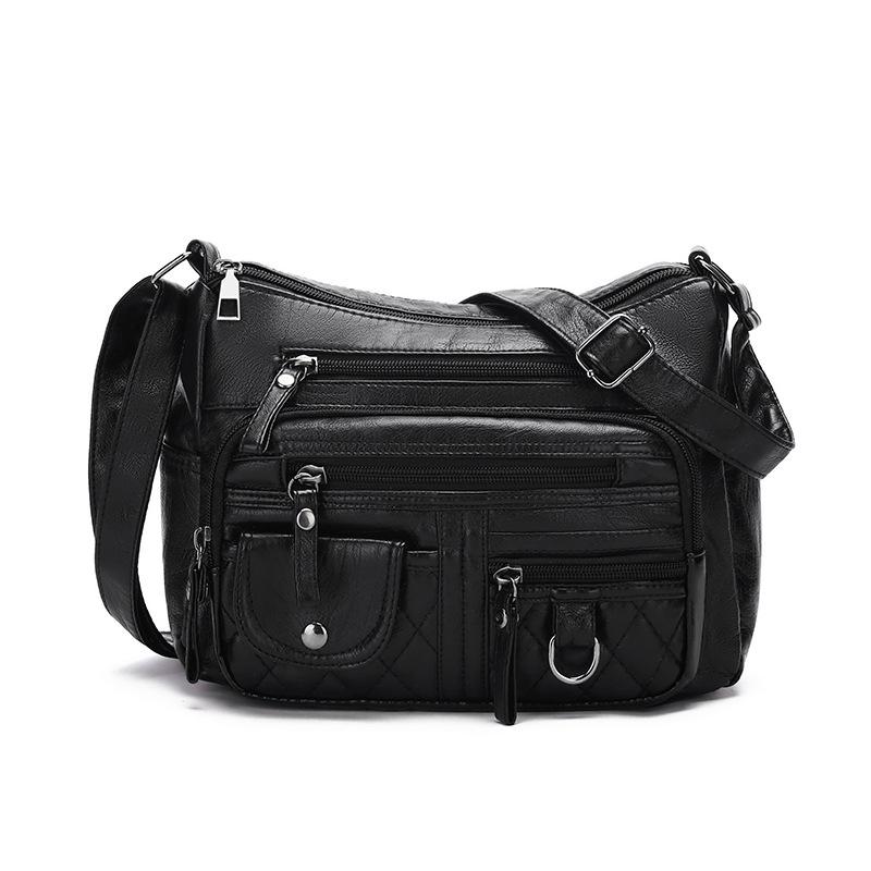 

Одноплечная сумка кроссбоди, женская сумка из мягкой кожи, повседневная женская сумка для мамы чёрный