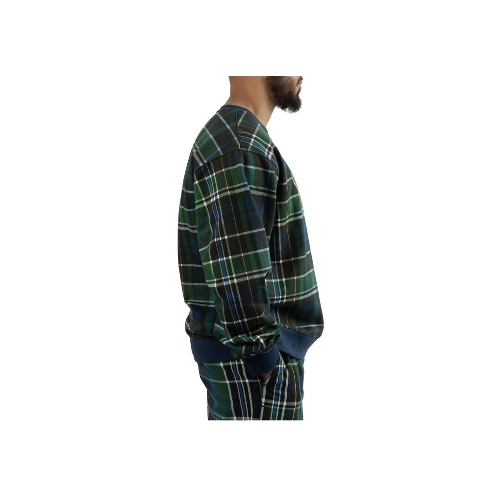 Vans Plaid Letter Embroidered Crew Neck Pullover Sweatshirt Men sweatshirt Green Black VN0007W3BVM
