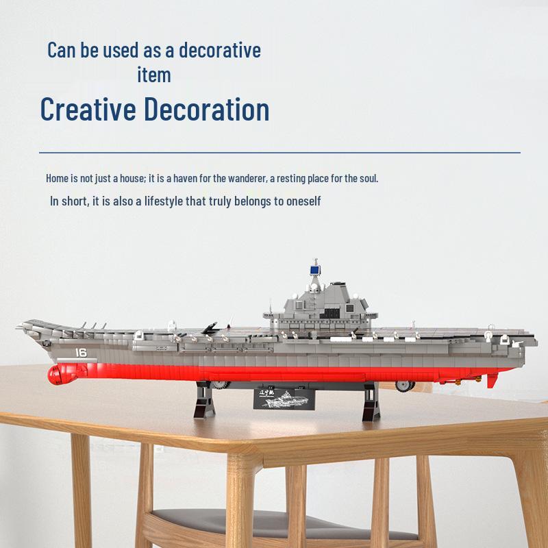 High-Difficulty Military Aircraft Carrier Building Set - Fujian Model Warship Toy for Boys