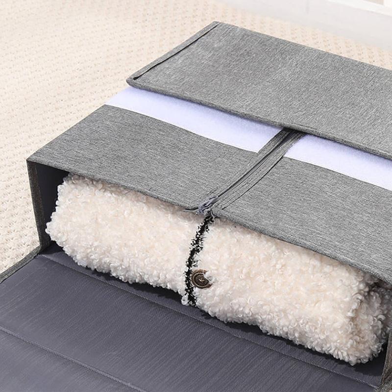 Sheet Set Storage Box Organizer Fabric Folding Window Zipper Blanket Organizer Wardrobe Bed Clothes Storage Box Organizer