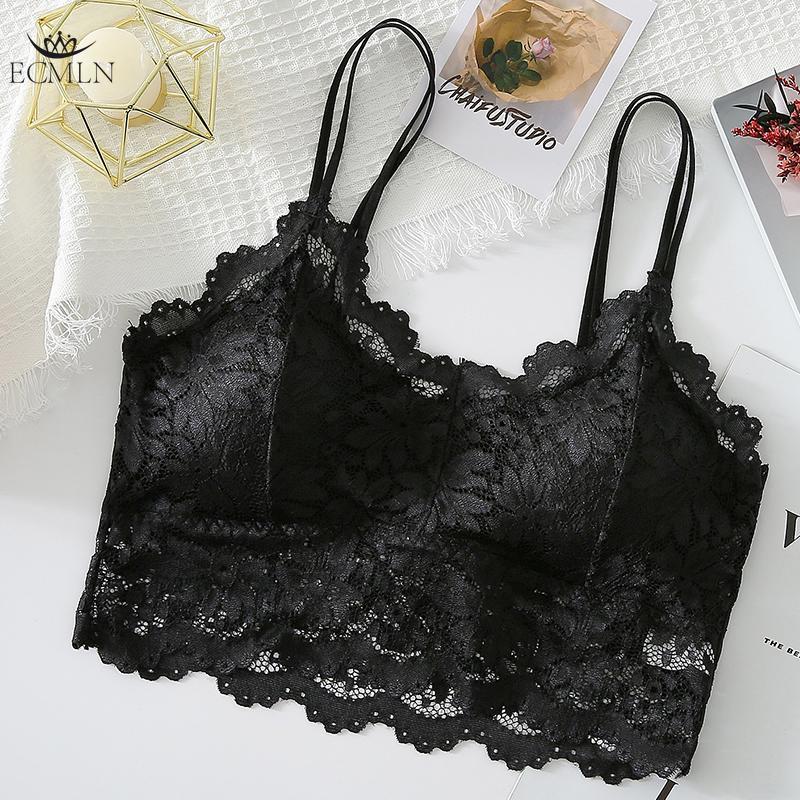 Renda Floral Lindo Envolvimento nas Costas Tubo Top Peitoral com Bojos Para Evitar Exposição Regata Feminina Decote V