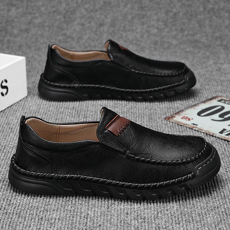 Fashion Spring Autumn New Handmade Sole Loafers Soft Sole Wear-resistant Men's Leather Casual Shoes Commuting Work Shoes for Men’s