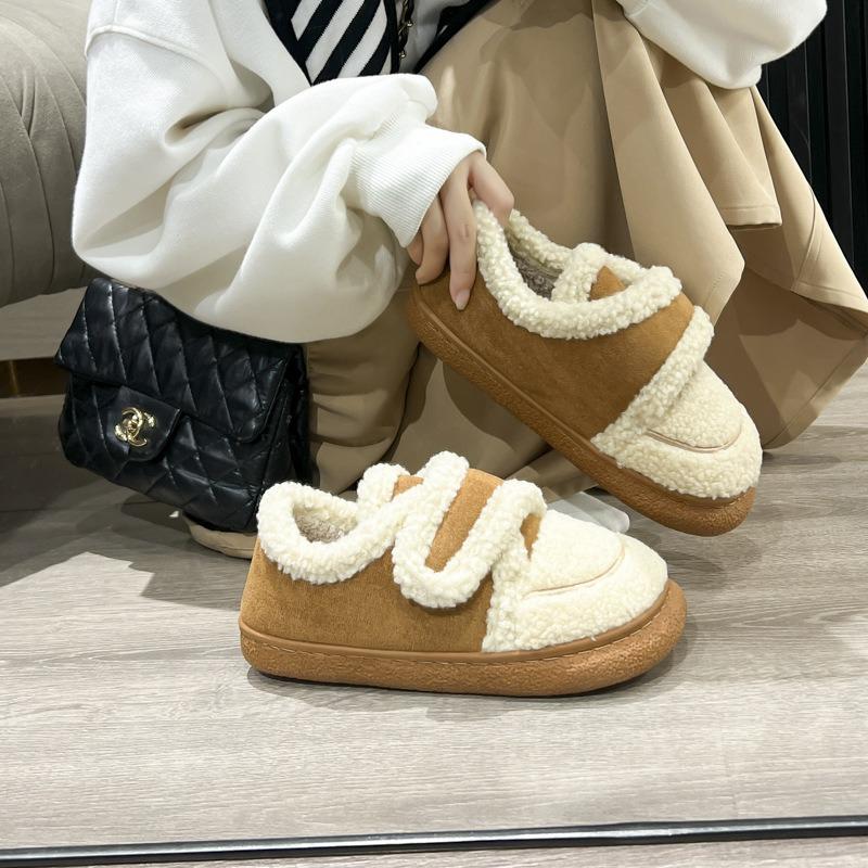 New European-style, Retro All-inclusive Heel Women's Cotton Shoes, Worn Outside, Autumn and Winter, Indoor Household Warm Fleece Non-slip Shoes