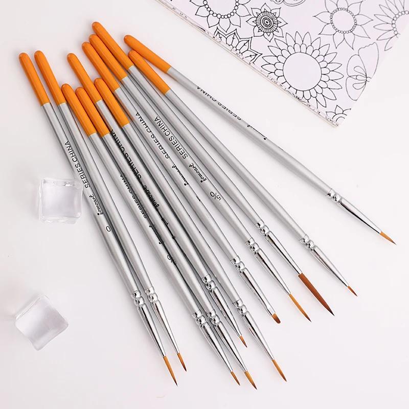 12models Very Fine Imported Nylon Long Tail Line Brush Cartoon Art Line Outline Detail Pen Digital Birch Watercolor Painting Pen