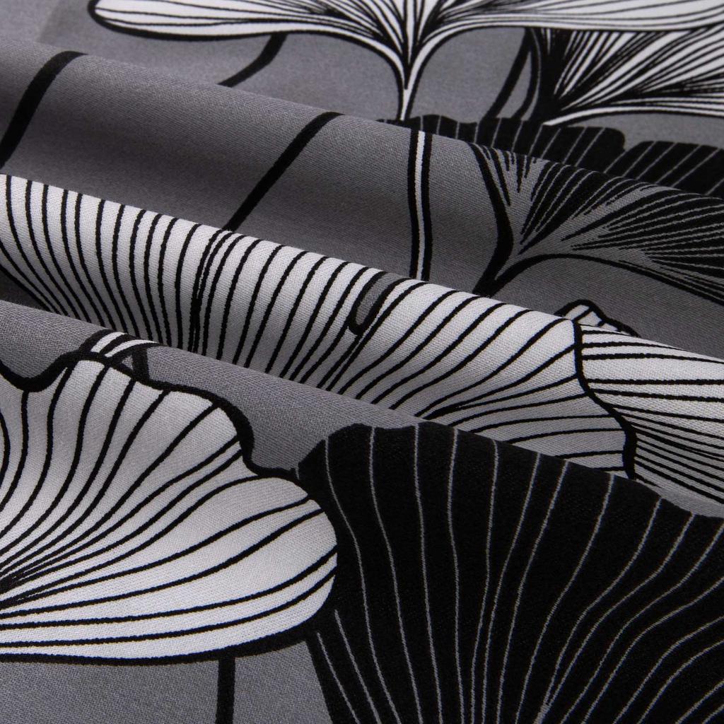 Cotton bedding 200x220 satin 100% COTTON black white ginkgo leaves