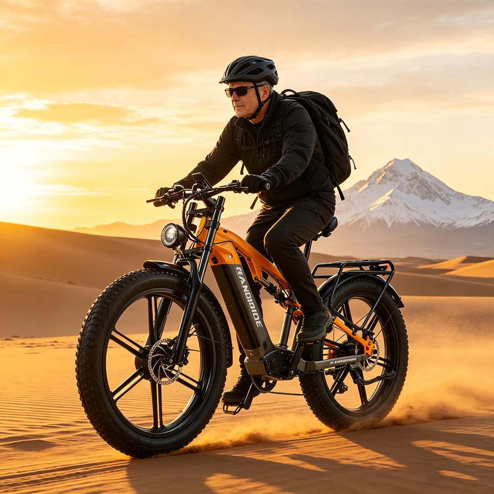 RANDRIDE YX80M-2 E-bike Fuoristrada Doppio Motore 1000W*2 Uomo E-Mountain Ebike Batteria 48V20AH Bicicletta Elettrica 26*4.0" Gomme Grasse Bicicletta Elettrica per Adulti