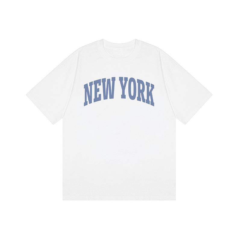 

2025 Летняя женская футболка свободного покроя из хлопка с коротким рукавом и английским принтом – белая, с круглым вырезом S (suggested 75-90 jin)