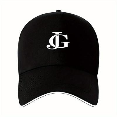 1 stuks Heren Lichtgewicht Baseballpet Zwart met Wit JG Monogram Ademend Polyester Perfect voor Fitness Buitensporten
