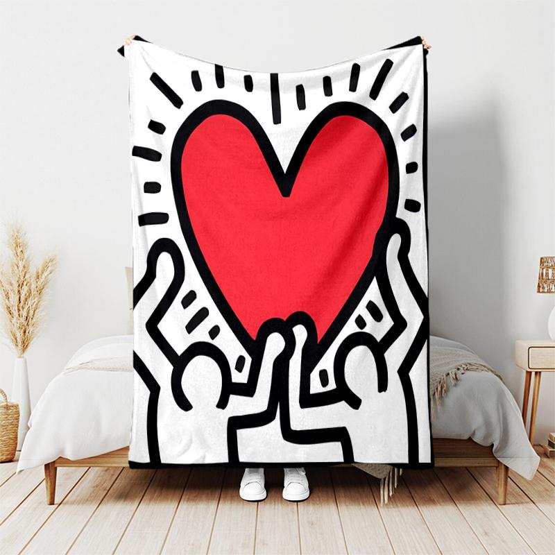 1pc Blanket Keith Haring Ascending2 Print Design, Lightweight Blanket for Sofa, Bed- Soft &Warm, Gift for All Seasons like Christmas, Halloween