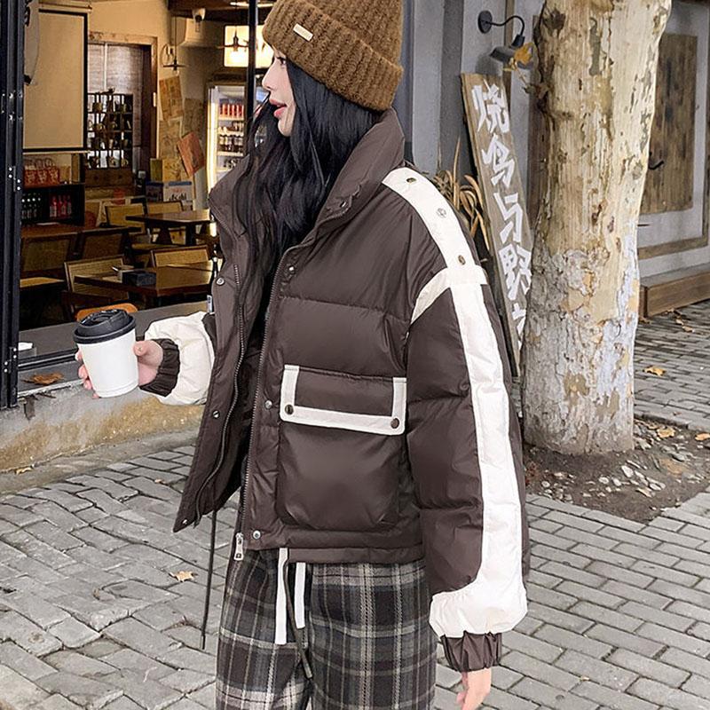 Winddichte und wasserdichte Winter-PU-Jacken für Damen, verdickte, lockere Parkas mit Taschen, Mantel für Frauen, warme, wattierte Jacke für Damen