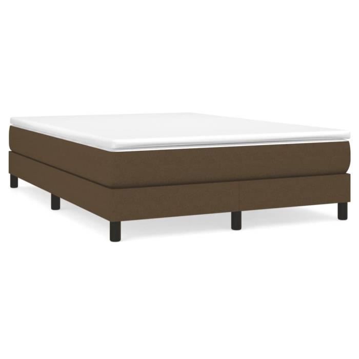 3144080 vidaXL Lit à sommier tapissier avec matelas Marron foncé 140x200 cm