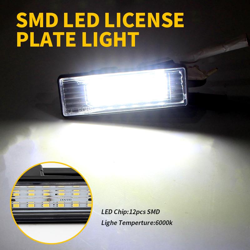 2pcs LED License Number Plate Light Canbus For Peugeot 406/407/508/607 Citroen Berlingo/C2/C3/C4/C5 II/C6/C8 Car Accessories