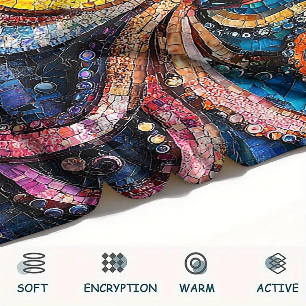 Octopus Print Flannel Blanket, High quality Comfortable for All Seasons, Home Decor, Warmth and Comfort, Perfect for Christmas Gifts
