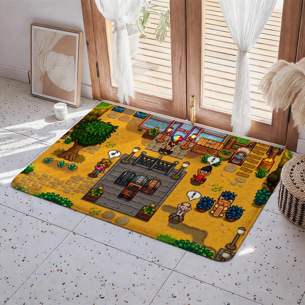 Game S Stardew Valley Floor Mat Eco Flannel Doormat Non Slip Odorless Indoor Floor Rug Soft Short Plush Home Mat