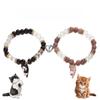 2Pcs Cute Cat Pendant Jewelry Matching Magnetic Couple Bracelets For Lovers Natural Stone Beaded Bangles Valentine Gift