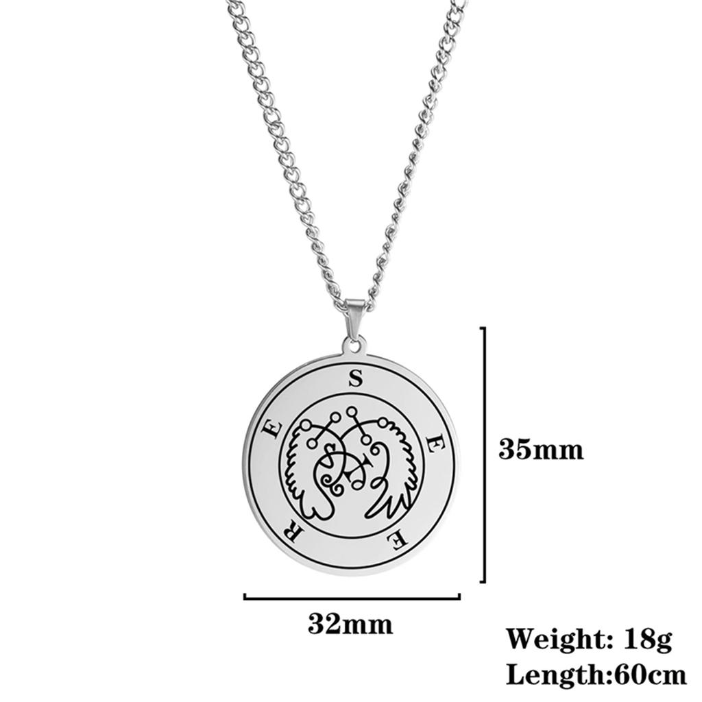 King Belial Sigil Demon Seal Necklace Stainless Steel Key of Solomon Pendant Necklaces Amulet Jewelry Gifts Wholesale