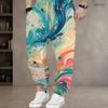 Men S Plus Size Drawstring Printed Jogger Pants Black Pink Gradient Side Pockets Cuffed Ankle
