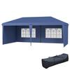Folding Canopy 6x3 M Pop Up With 4 Removable Side Panels Garden Gazebo With 2 Windows And Carry Bag Blue