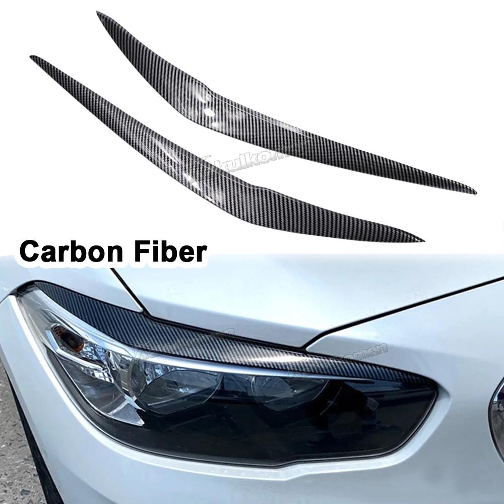 

2Pcs Car Front Headlight Eyebrow Eyelid Cover For BMW 1 Series F20 F21 118i 120i 2015 2016 2017 2018 Glossy Black Stickers Carbon Look