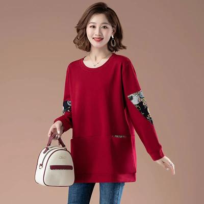 Baumwolle Große Größe Pullover Frauen Lose Langarm T-shirt Bequeme Casual Rundhals Pullover Tops
