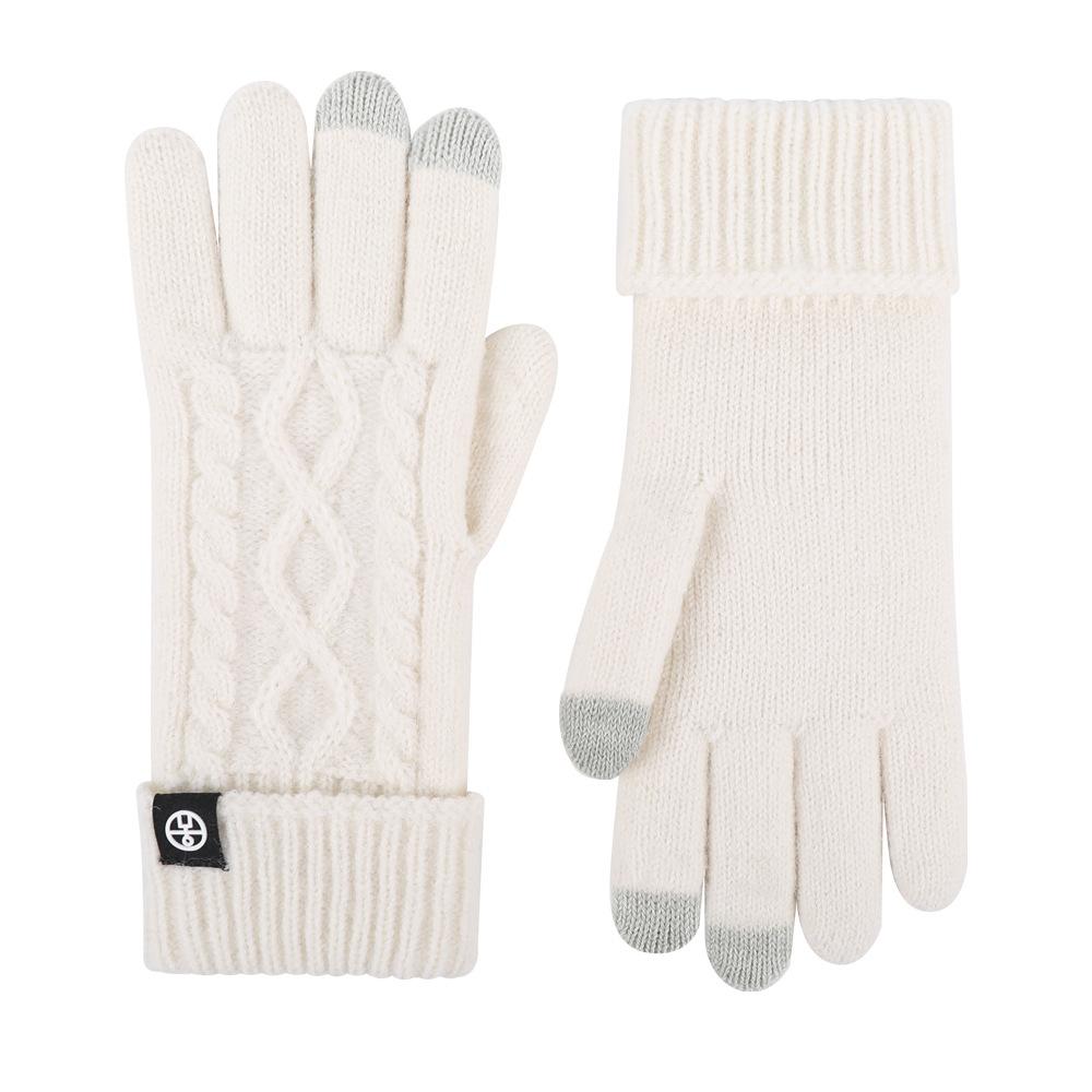 Knitted Gloves Warm and Cold Autumn and Winter Gloves for Cycling Yarn and Twisted Lengthened and Thickened Outdoor Touch Screen Gloves