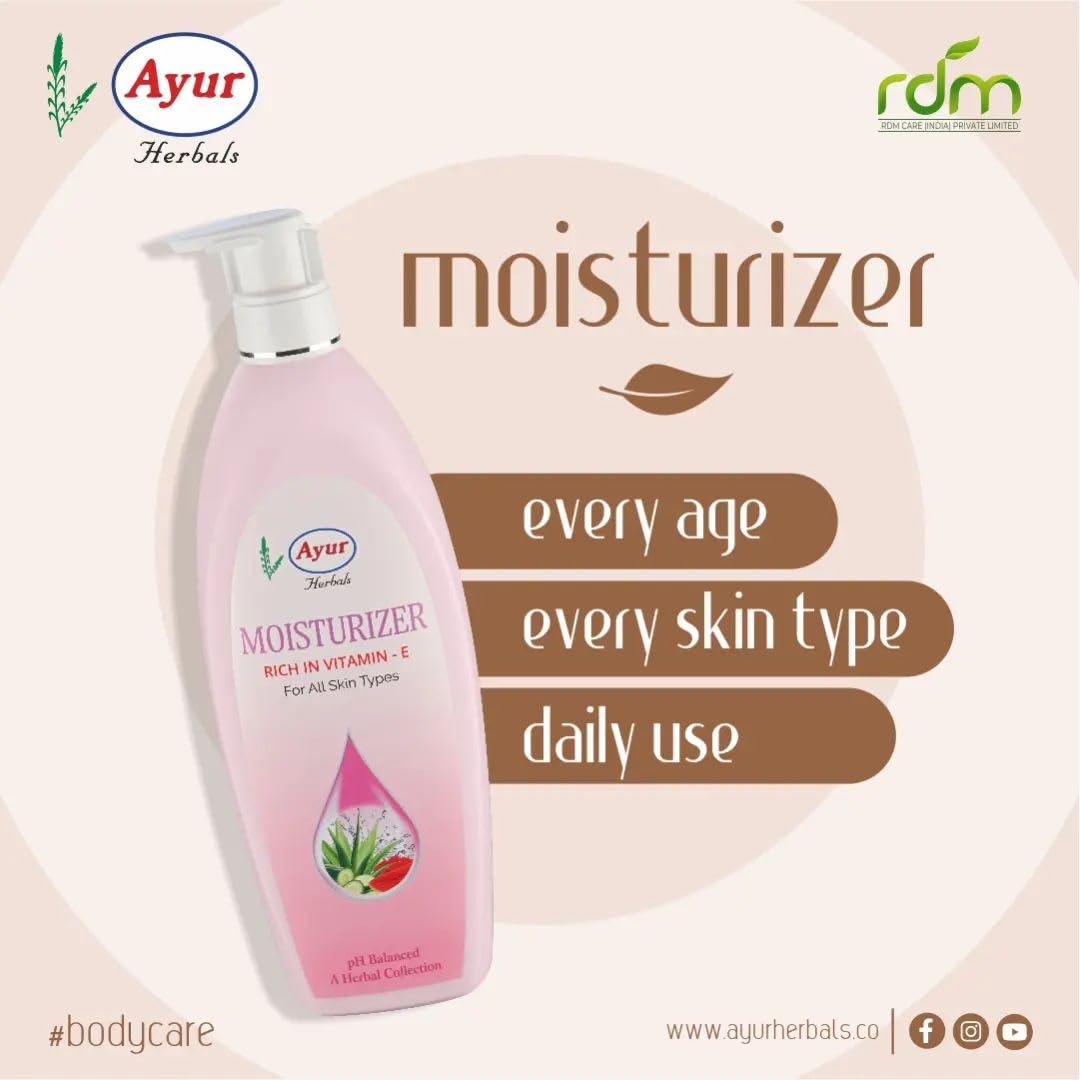 Ayur Herbal Moisturizer with Vitamin E | Nourishing & Hydrating Lotion for All Skin Types | Soft & Glowing Skin | (500ml)