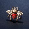 Women's Adjustable Retro Insect Pearl Enamel Gold Ring Earrings