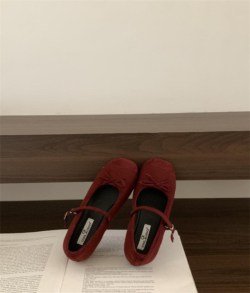 Fashion bow word with Mary Jane shoes female summer retro fairy style with skirt wedge heel ballet shoes single shoes